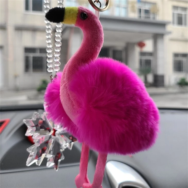 Soft Cute Real Fur Plush Animal Pendant Key Chain Car Keyring Fluffy Keychain